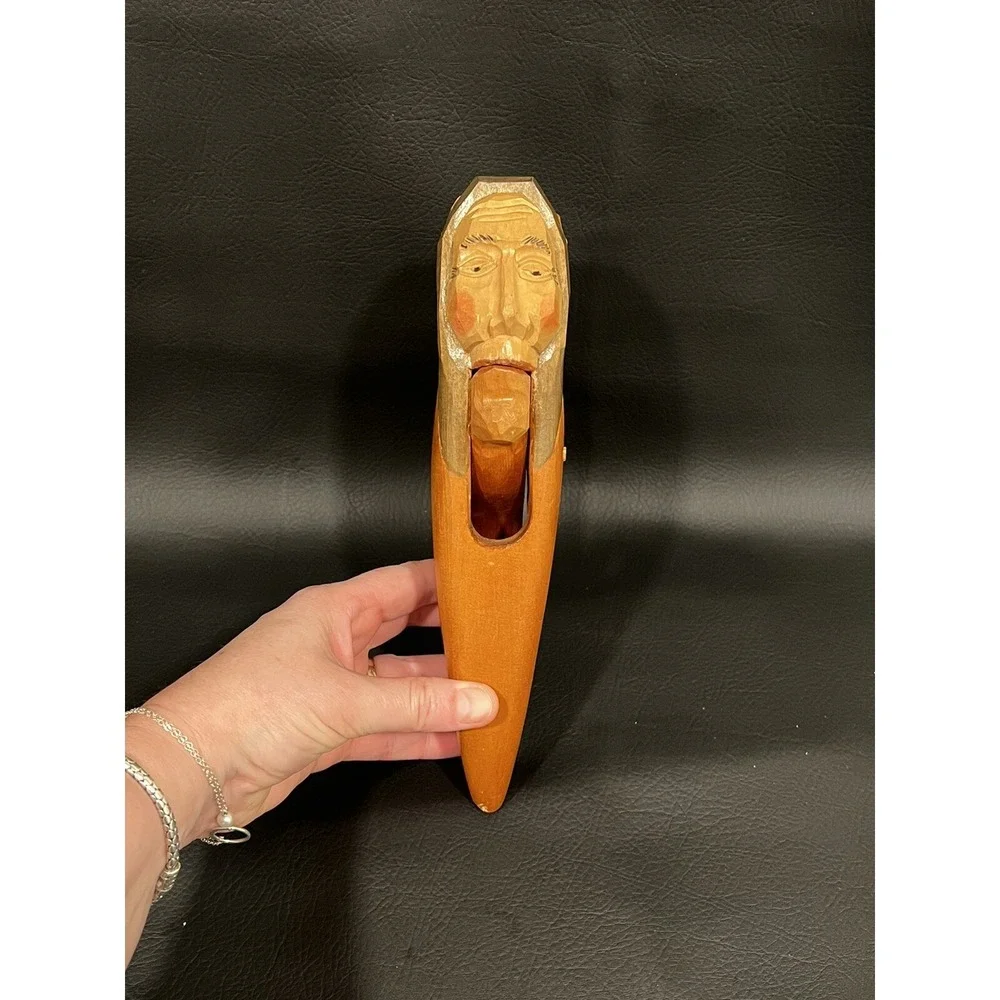 Vintage Carved Wooden Head NUTCRACKER Figural Man 